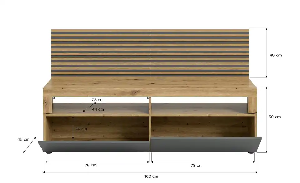 Lowboard inkl. Paneel Ole BHT 160|90|45 cm