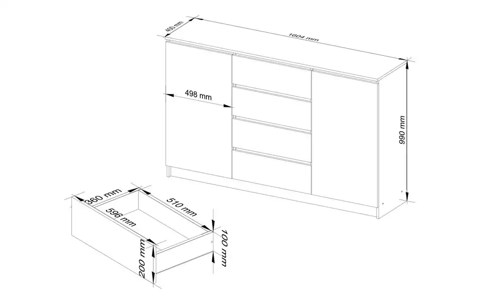 Highboard 160 cm breit Kilian BHL 160|99|40 cm