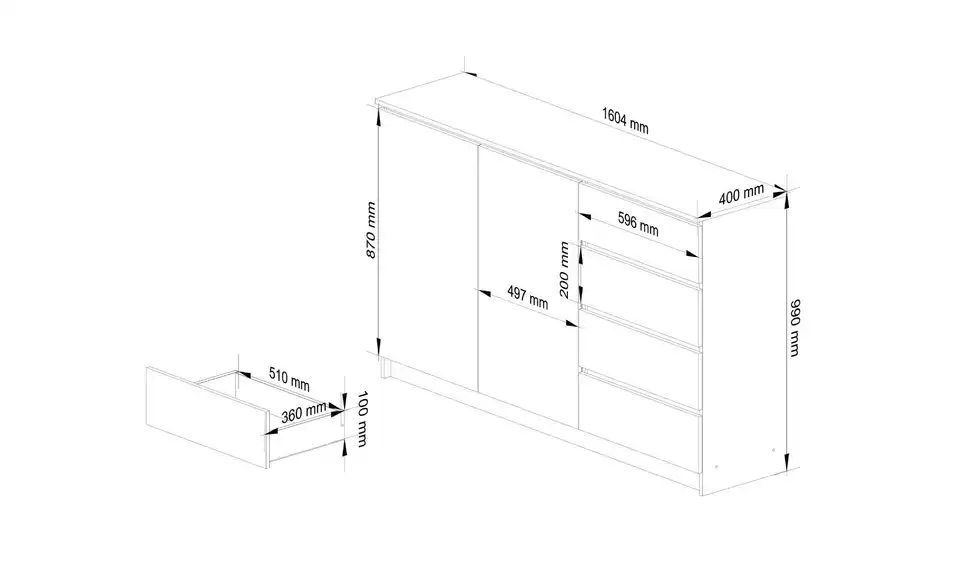 Highboard 160 cm breit Kiran BHL 160|99|40 cm