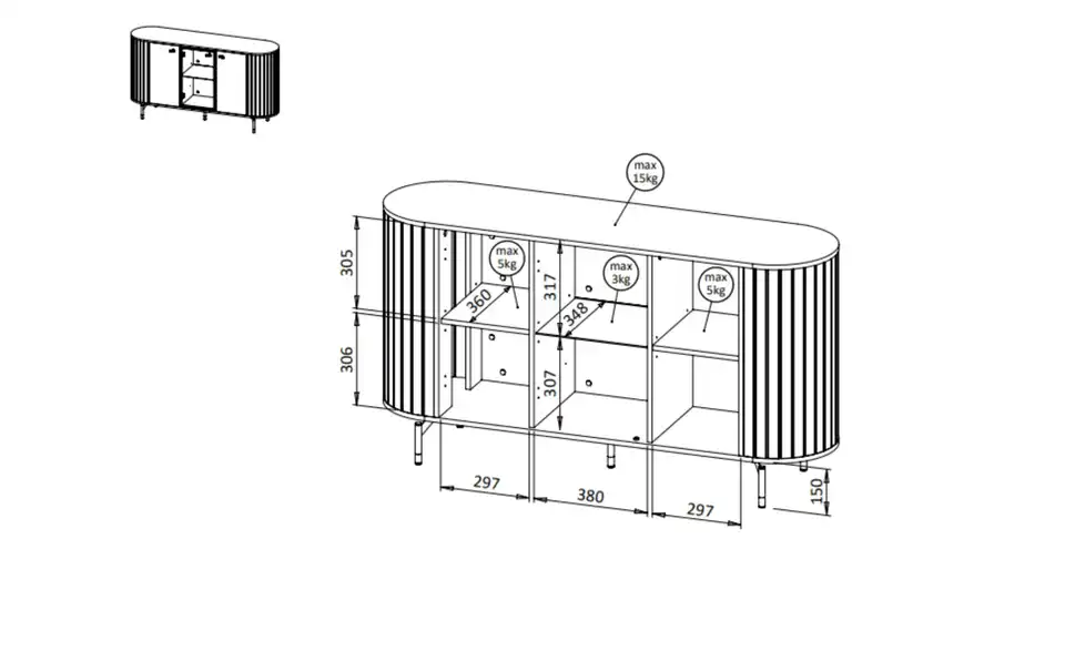 Sideboard Zante BHL 150|81|40 cm