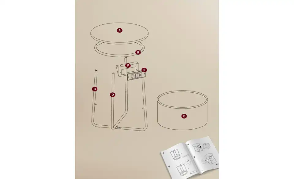 Beistelltisch Lilea BHL 45|50|45 cm