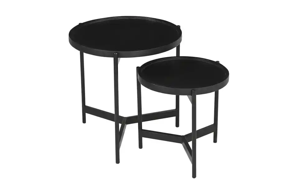 Beistelltisch 2er Set Black Smooth H 45 cm, Ø 45 cm