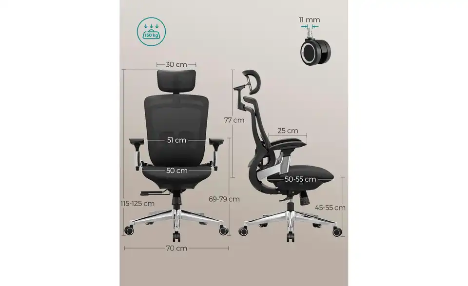 Bürostuhl BHL 70|117|70 cm, Flachgewebe