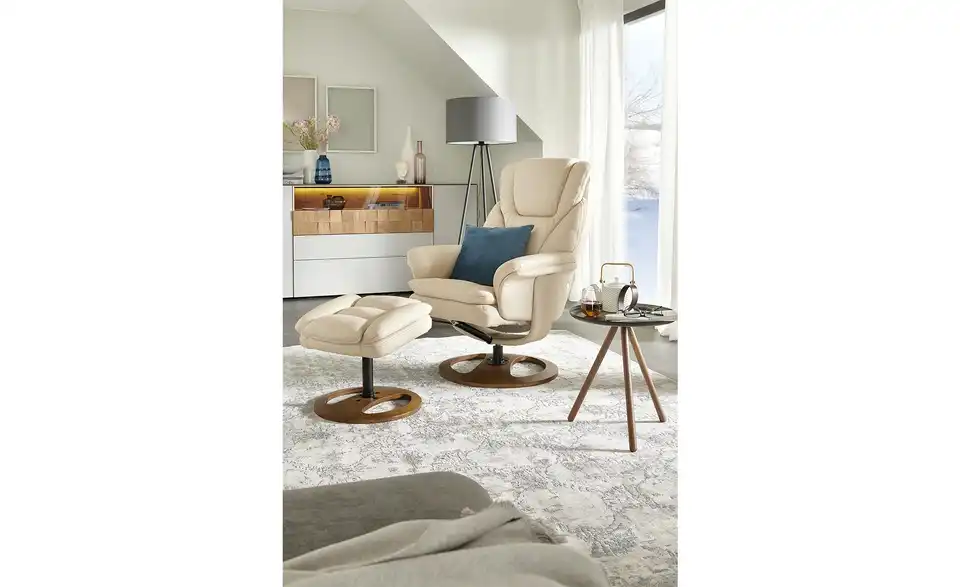 uno Drehsessel mit Hocker Frieda Kunstleder