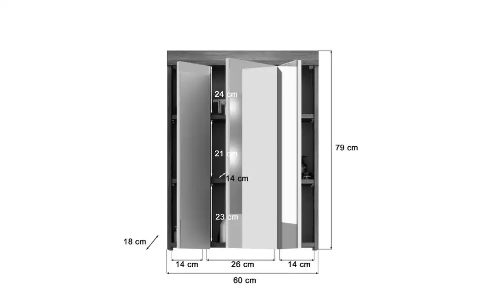 Badmöbel-Set SCHLOONSEE, 2 tlg., bestehend aus: Waschbeckenunterschrank, Spiegelschrank, in verschiedenen Farben erhältlich, Badmöbel, Kombination, Badezimmer Schloonsee BHL 60|191|34 cm