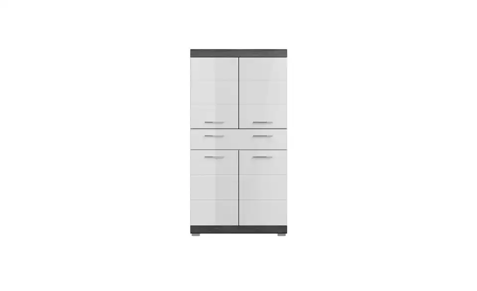 Badmöbel-Set SCHLOONSEE, 4 teilig, bestehend aus: Hochschrank, Waschbeckenunterschrank, Badspiegel, Midischrank Schloonsee BHL 186|191|34 cm