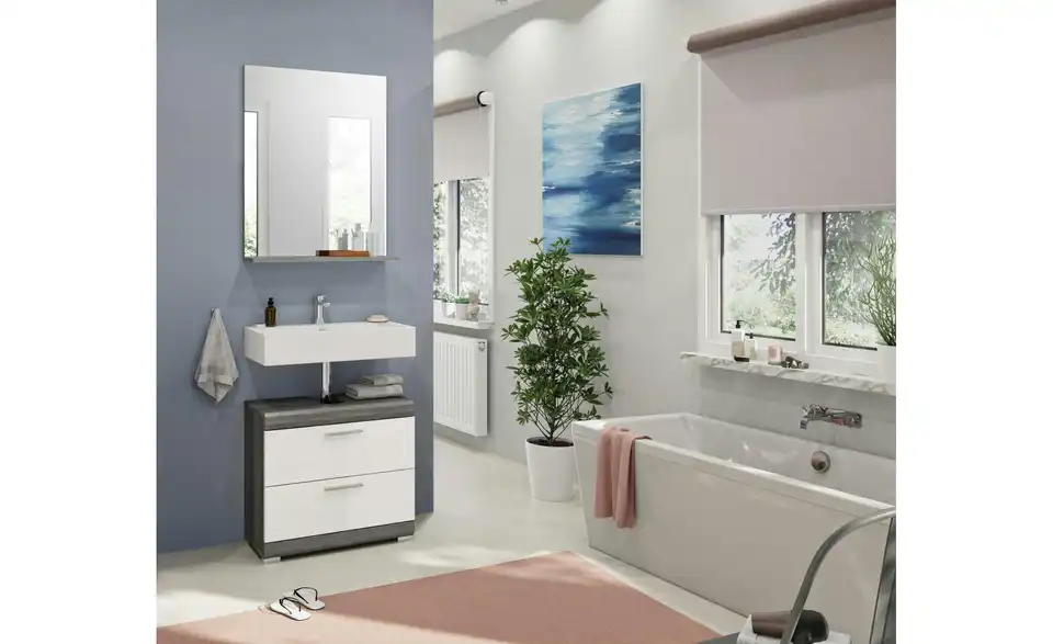 Badmöbel-Set SCHLOONSEE, 2 teilig, bestehend aus: Waschbeckenunterschrank, Spiegel, in verschiedenen Farben erhältlich, Badmöbel, Kombination, Badezimmer Schloonsee BHL 60|191|34 cm