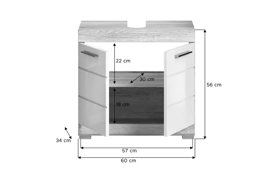 Badmöbel-Set SCHLOONSEE, 3 teilig, bestehend aus: Hochschrank, Waschbeckenunterschrank, Spiegelschrank Schloonsee BHT 112|191|34 cm