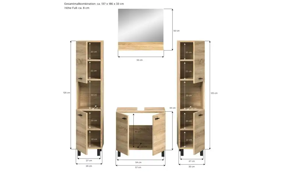 Badkombination Bostalsee BHL 137|186|33 cm