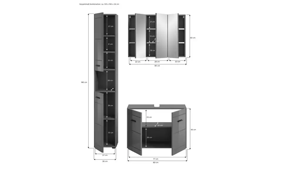 Badkombination Sodenmattsee BHL 125|190|34 cm