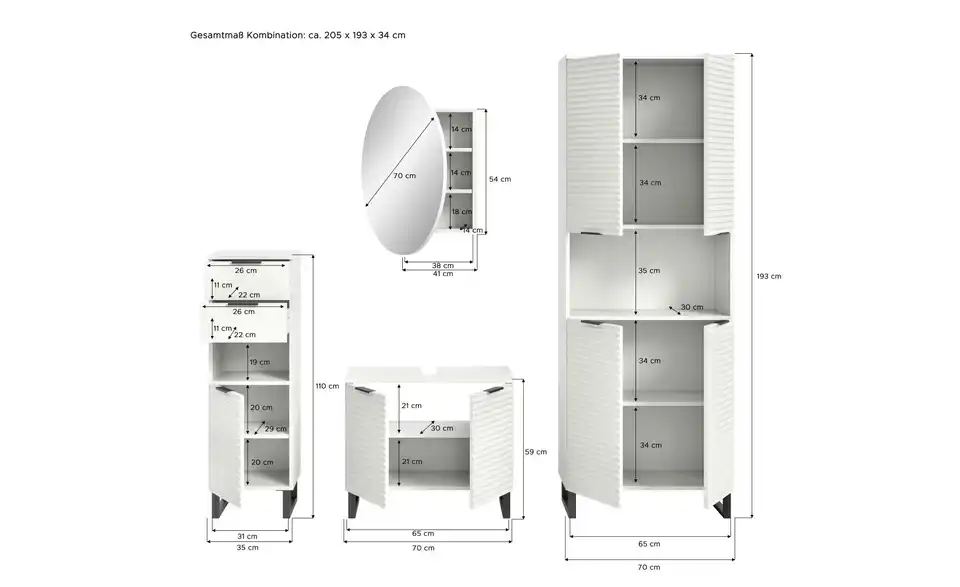 Badkombination Rießersee BHL 105|193|34 cm