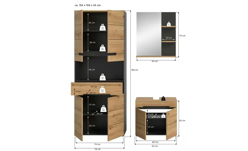 Badkombination Canower See BHL 154|193|34 cm