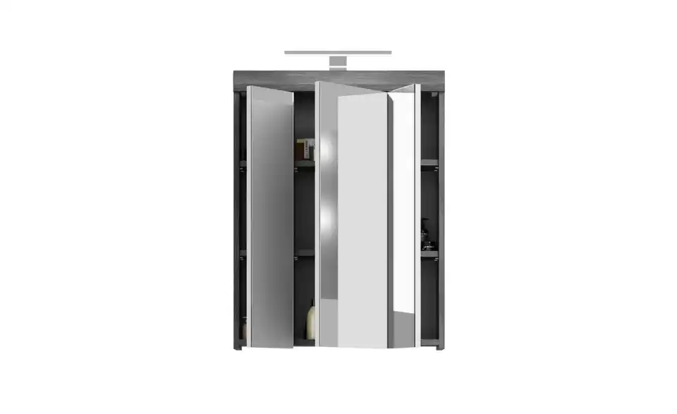 Spiegelschrank SCHLOONSEE, Breite 60cm, inkl. Beleuchtung, 3 Spiegeltüren, 9 Fächer in verschiedenen Farben erhältlich, Badmöbel, Spiegel, Badschrank, Bad Schloonsee BHL 60|79|18 cm