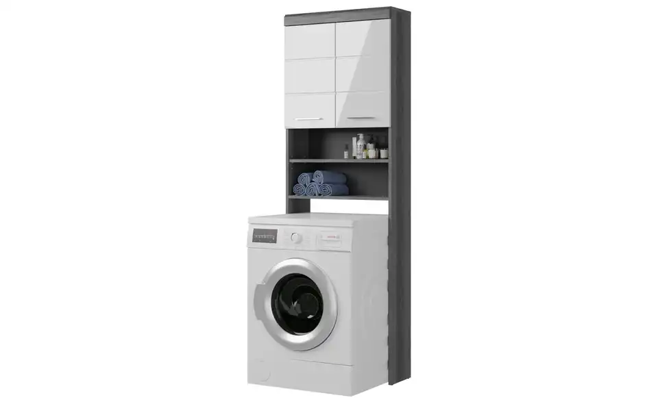 Waschmaschinenumbauschrank SCHLOONSEE, Breite 63cm, für Waschmaschine u0026 Trockner, 2 Türen, MDF-Front, in verschiedenen Farben, Überbauschrank, Umbauschrank, Badschrank Schloonsee BHL 63|191|24 cm