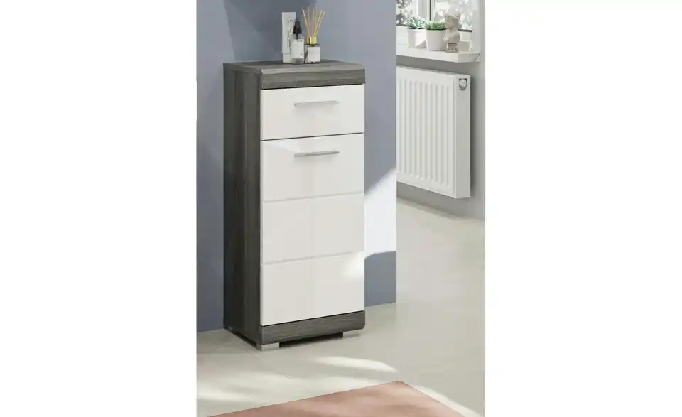 Unterschrank SCHLOONSEE, Breite 37cm, 1 Tür, 1 Schubkasten, 2 Fächer, MDF-Front in verschiedenen Farben erhältlich, Badmöbel, Badschrank, Kommode, Bad Schloonsee BHL 37|88|31 cm