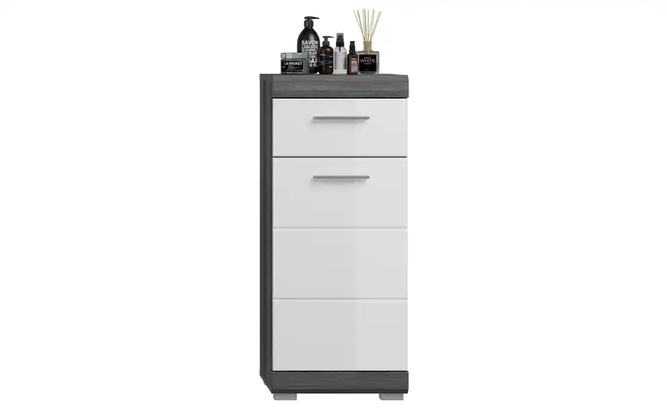 Unterschrank SCHLOONSEE, Breite 37cm, 1 Tür, 1 Schubkasten, 2 Fächer, MDF-Front in verschiedenen Farben erhältlich, Badmöbel, Badschrank, Kommode, Bad Schloonsee BHL 37|88|31 cm
