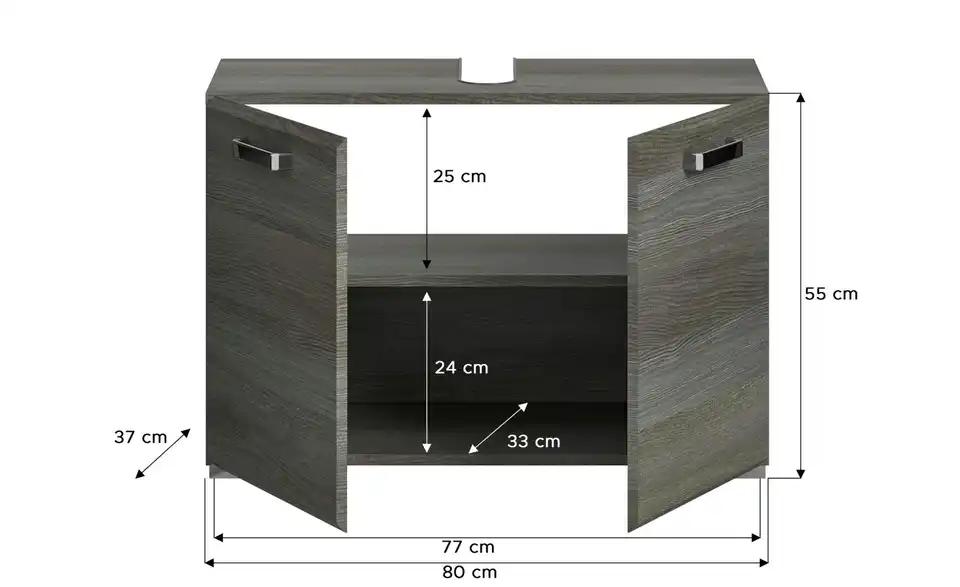 Waschbeckenunterschrank Silbersee BHT 80|55|37 cm