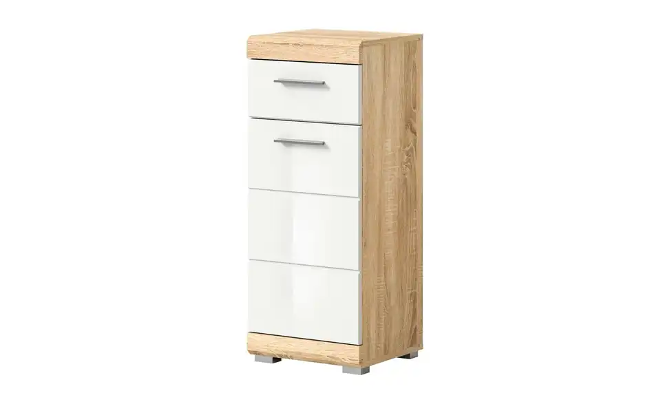 Unterschrank SCHLOONSEE, Breite 37cm, 1 Tür, 1 Schubkasten, 2 Fächer, MDF-Front in verschiedenen Farben erhältlich, Badmöbel, Badschrank, Kommode, Bad Schloonsee BHL 37|88|31 cm