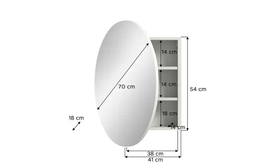 Spiegelschrank Rießersee BHL 70|70|18 cm