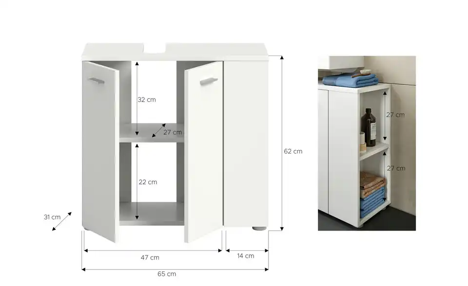 Waschbeckenunterschrank Langsee BHL 65|62|31 cm
