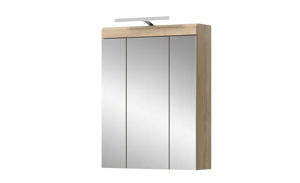 Spiegelschrank SCHLOONSEE, Breite 60cm, inkl. Beleuchtung, 3 Spiegeltüren, 9 Fächer in verschiedenen Farben erhältlich, Badmöbel, Spiegel, Badschrank, Bad Schloonsee BHL 60|191|18 cm