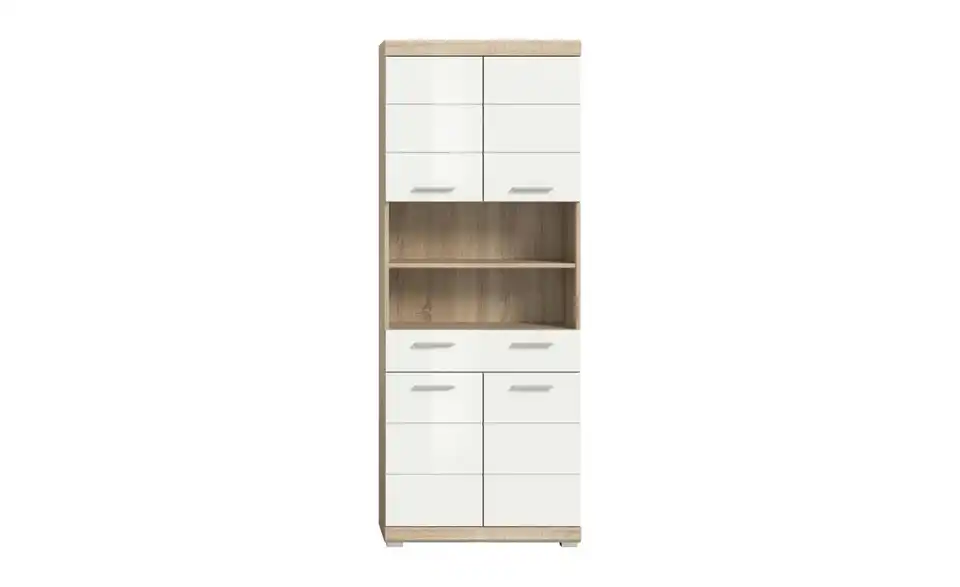 Hochschrank SCHLOONSEE, Breite 74cm, 4 Türen, 1 Schubkasten, 2 offene Fächer, MDF-Front, in verschiedenen Farben erhältlich, Badmöbel, Badschrank, Schrank, Bad Schloonsee BHL 74|191|31 cm