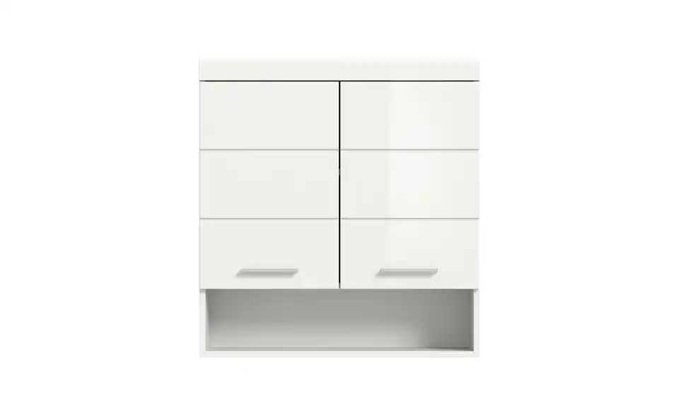 Hängeschrank SCHLOONSEE, Breite 74cm, 2 Türen, 1 offenes Fächer, MDF-Front, in verschiedenen Farben erhältlich, Badmöbel, Badschrank, Schrank, Bad Schloonsee BHL 74|79|24 cm