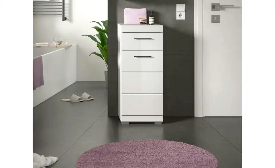 Unterschrank SCHLOONSEE, Breite 37cm, 1 Tür, 1 Schubkasten, 2 Fächer, MDF-Front in verschiedenen Farben erhältlich, Badmöbel, Badschrank, Kommode, Bad Schloonsee BHL 37|88|31 cm