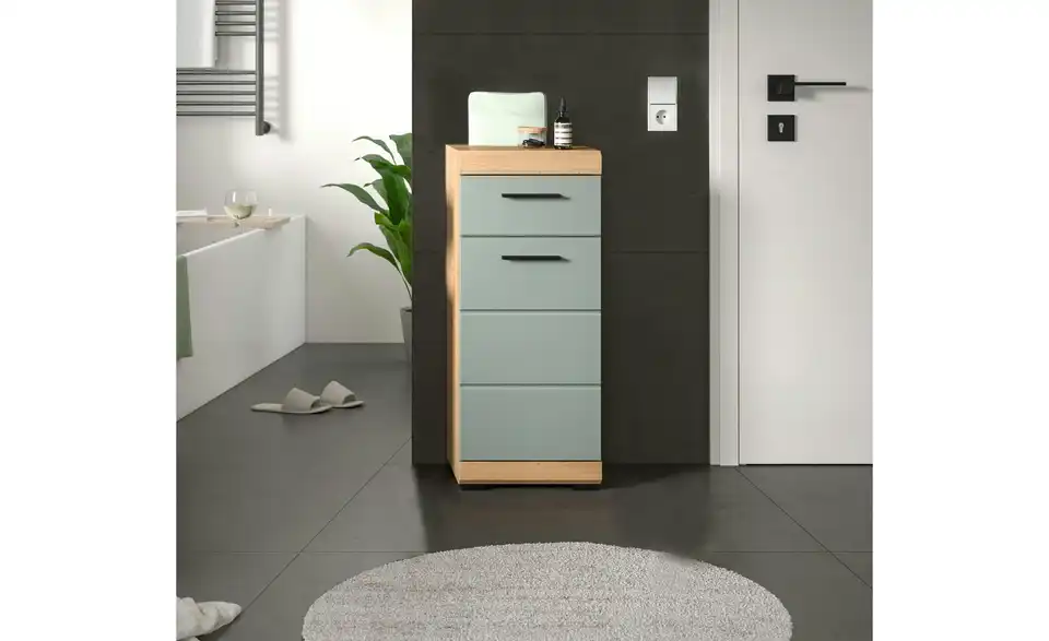 Unterschrank SCHLOONSEE, Breite 37cm, 1 Tür, 1 Schubkasten, 2 Fächer, MDF-Front in verschiedenen Farben erhältlich, Badmöbel, Badschrank, Kommode, Bad Schloonsee BHL 37|88|31 cm