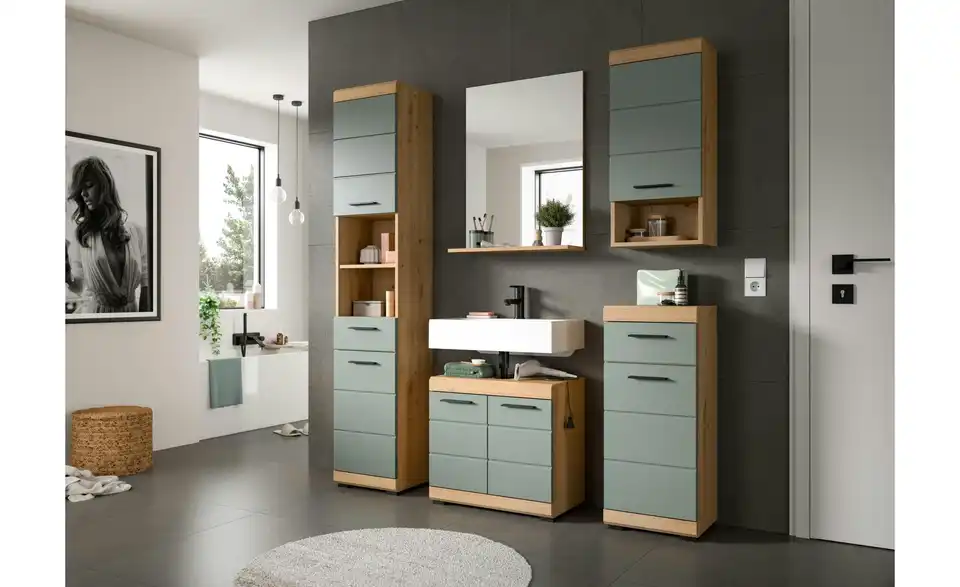 Unterschrank SCHLOONSEE, Breite 37cm, 1 Tür, 1 Schubkasten, 2 Fächer, MDF-Front in verschiedenen Farben erhältlich, Badmöbel, Badschrank, Kommode, Bad Schloonsee BHL 37|88|31 cm