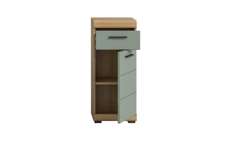 Unterschrank SCHLOONSEE, Breite 37cm, 1 Tür, 1 Schubkasten, 2 Fächer, MDF-Front in verschiedenen Farben erhältlich, Badmöbel, Badschrank, Kommode, Bad Schloonsee BHL 37|88|31 cm