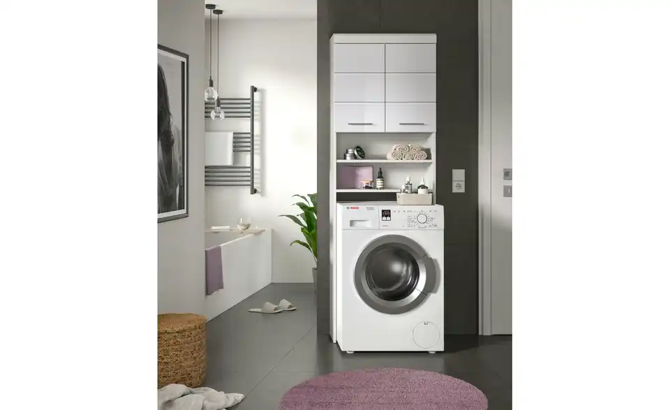 Waschmaschinenumbauschrank SCHLOONSEE, Breite 63cm, für Waschmaschine u0026 Trockner, 2 Türen, MDF-Front, in verschiedenen Farben, Überbauschrank, Umbauschrank, Badschrank Schloonsee BHL 63|191|24 cm