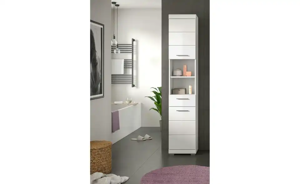 Hochschrank SCHLOONSEE, Breite 37cm, 2 Tür, 1 Schubkasten, 2 offene Fächer, MDF-Front, in verschiedenen Farben erhältlich, Badmöbel, Badschrank, Schrank, Bad Schloonsee BHL 37|191|31 cm Hochschrank SCHLOONSEE, Breite 37cm, 2 Tür, 1 Schubkasten, 2 offene Fächer, MDF-Front, in verschiedenen Farben erhältlich, Badmöbel, Badschrank, Schrank, Bad Schloonsee BHL 37|191|31 cm