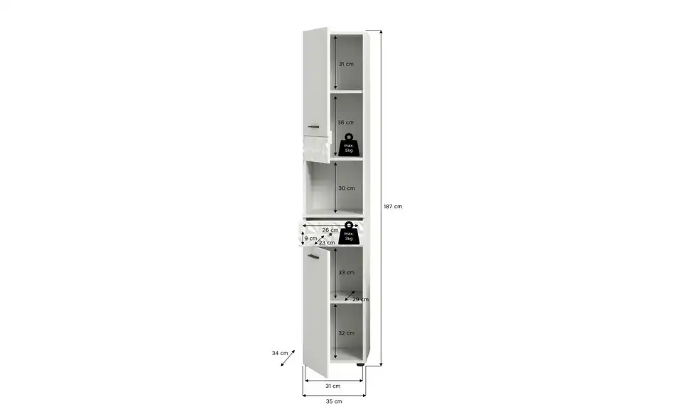 Hochschrank Priestersee BHL 35|187|34 cm