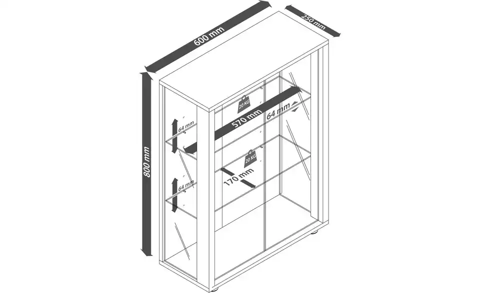 Vitrine Sintalo BHT 60|80|25 cm