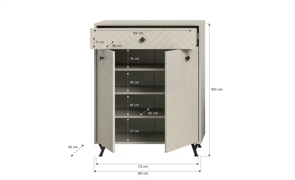 Schuhschrank Notes BHT 80|100|35 cm