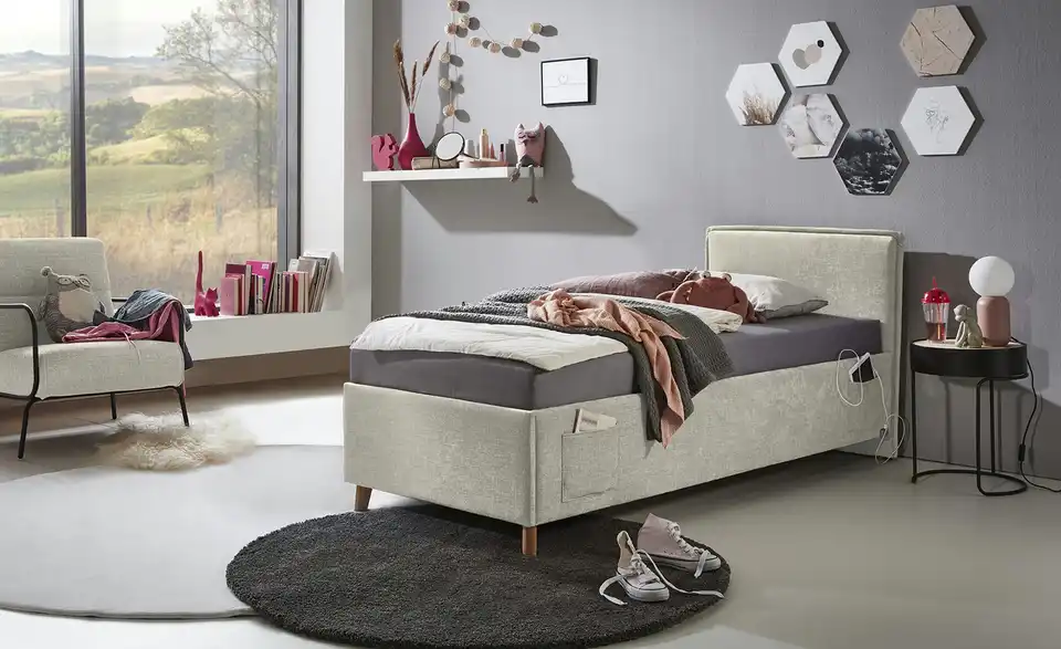 Polsterbettgestell mit trendiger Kederumrahmung Fun BHL 103|90|215 cm