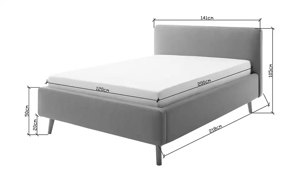 Polsterbett Mattis BHL 141|105|218 cm