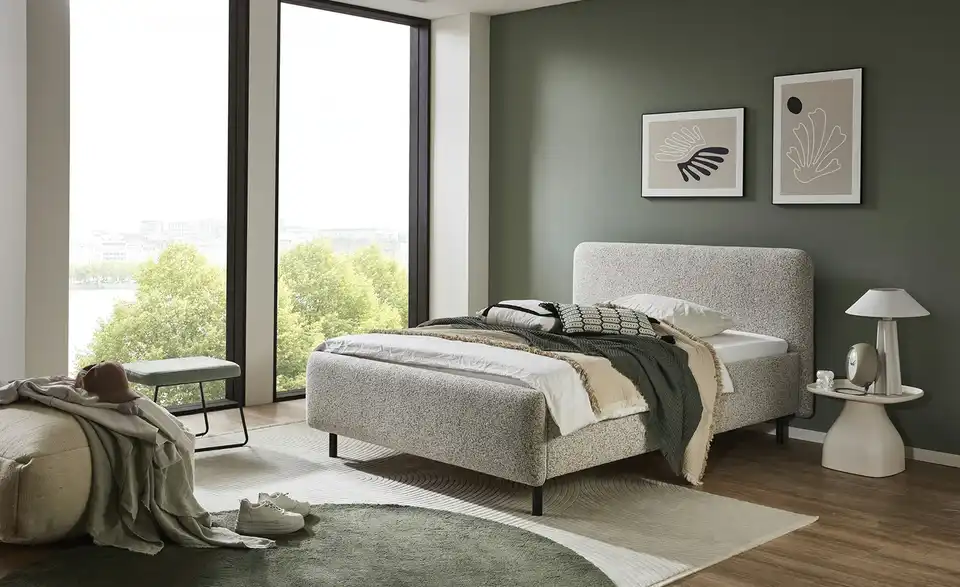 Polsterbett in meliertem Webstoff Primo BHL 164|105|218 cm