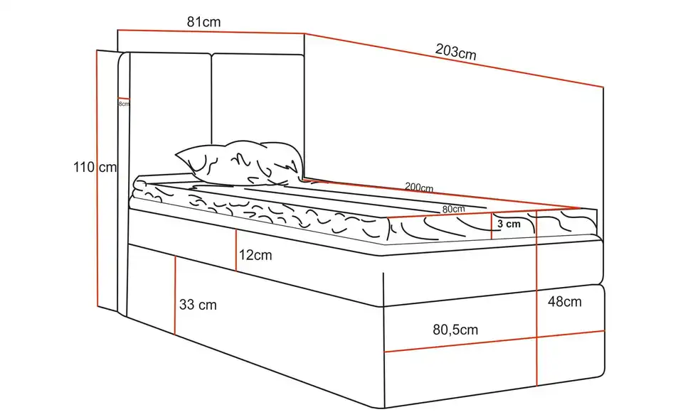 Boxbett mit Stauraum Macclesfield BHL 81|110|203 cm