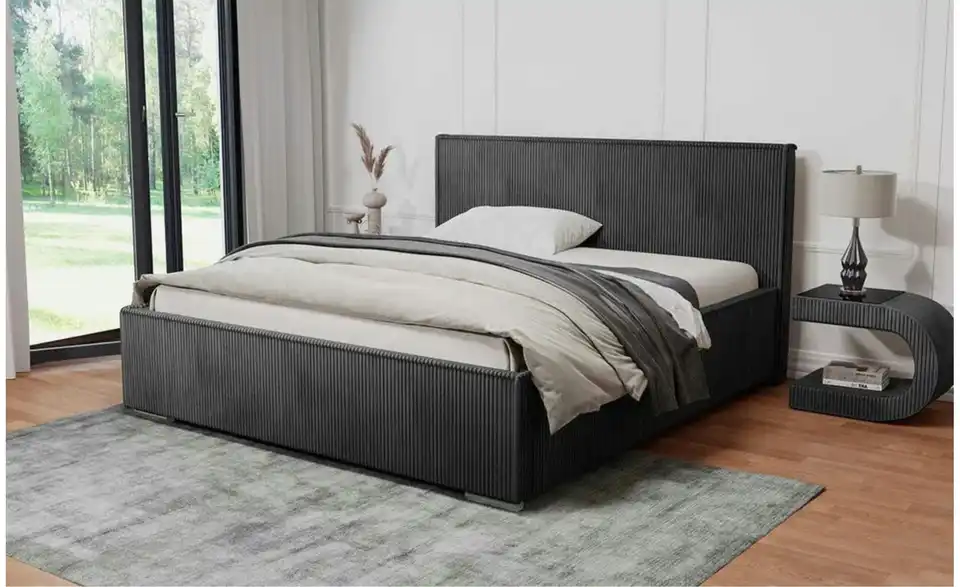 Polsterbett mit Stauraum, Cordbezug Luis BHL 158|100|225 cm