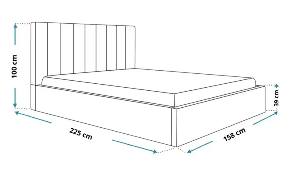 Polsterbett mit Stauraum, Cordbezug Luis BHL 158|100|225 cm