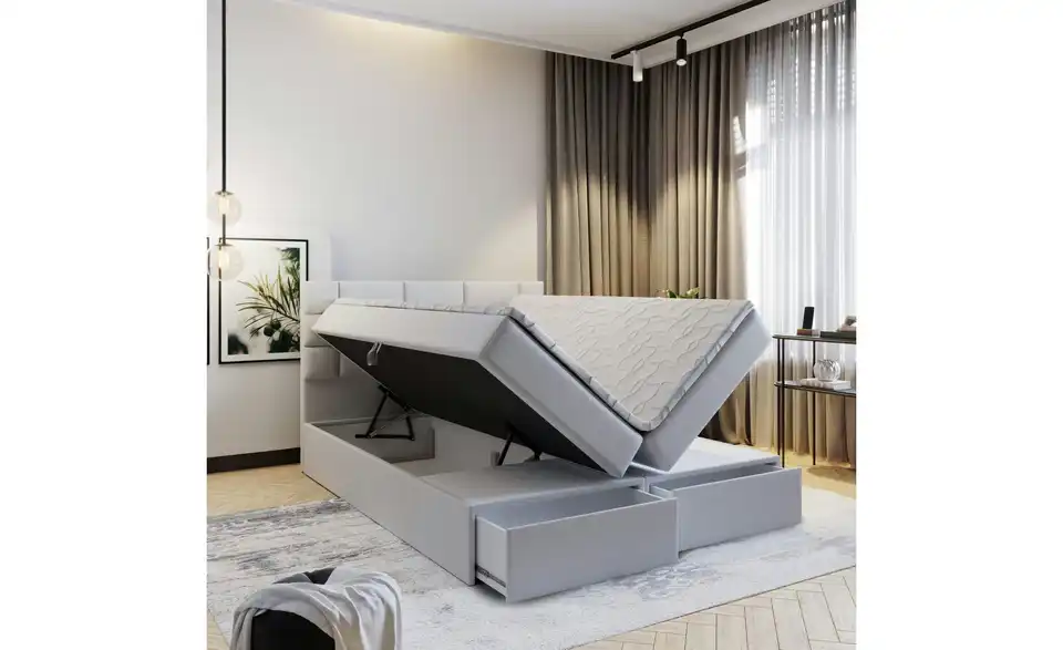 MASSENO Boxbett mit Bettkasten und 2 Schubladen Arinos BHL 140|98|207 cm