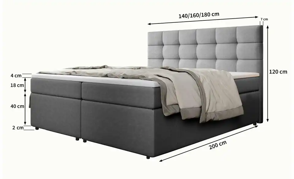 MASSENO Boxbett mit Bettkasten Palma BHL 140|120|207 cm