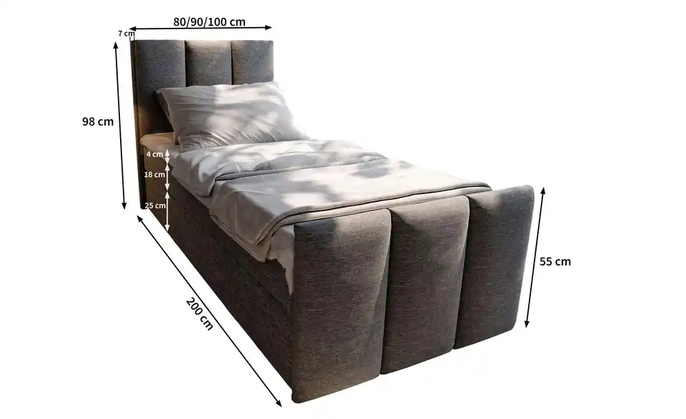 MASSENO Boxbett mit Bettkasten Lago BHL 80|98|214 cm