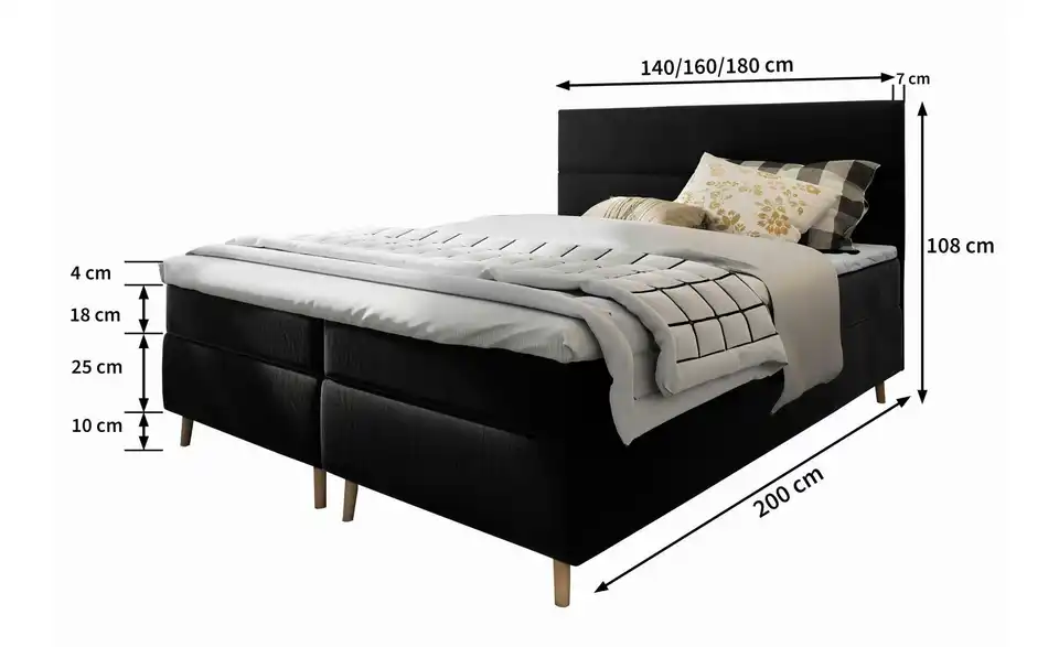 MASSENO Boxbett mit Bettkasten Santa BHL 140|108|207 cm