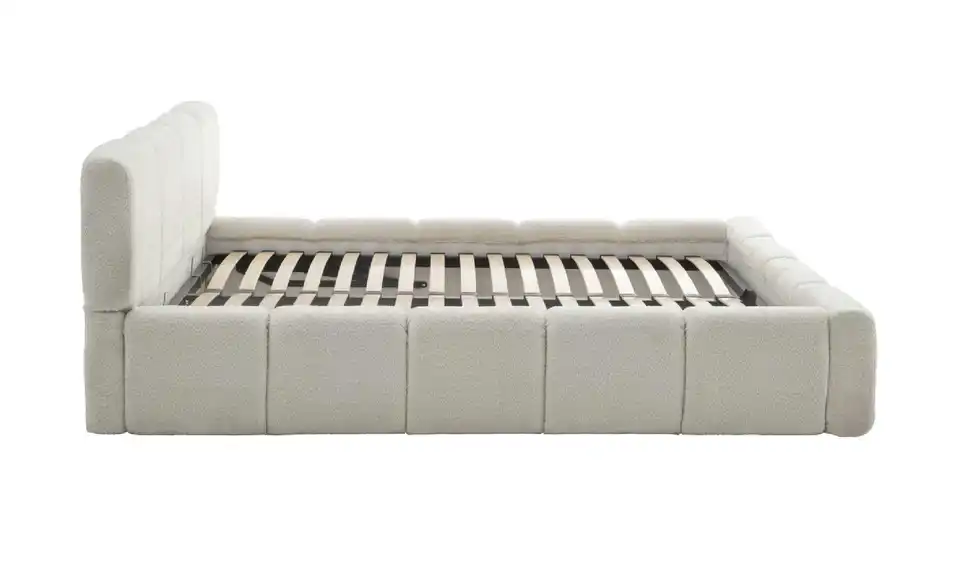 Polsterbett in cremefarbenem Bouclé Palma BHL 170|80|230 cm