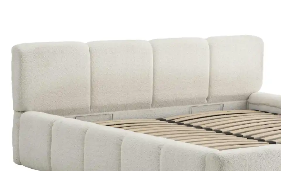 Polsterbett in cremefarbenem Bouclé Palma BHL 170|80|230 cm