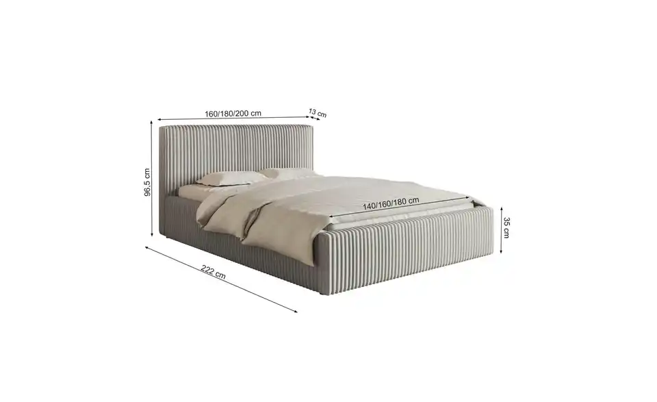 Selsey Polsterbett mit Bettkasten Tilio BHL 160|96,5|222 cm