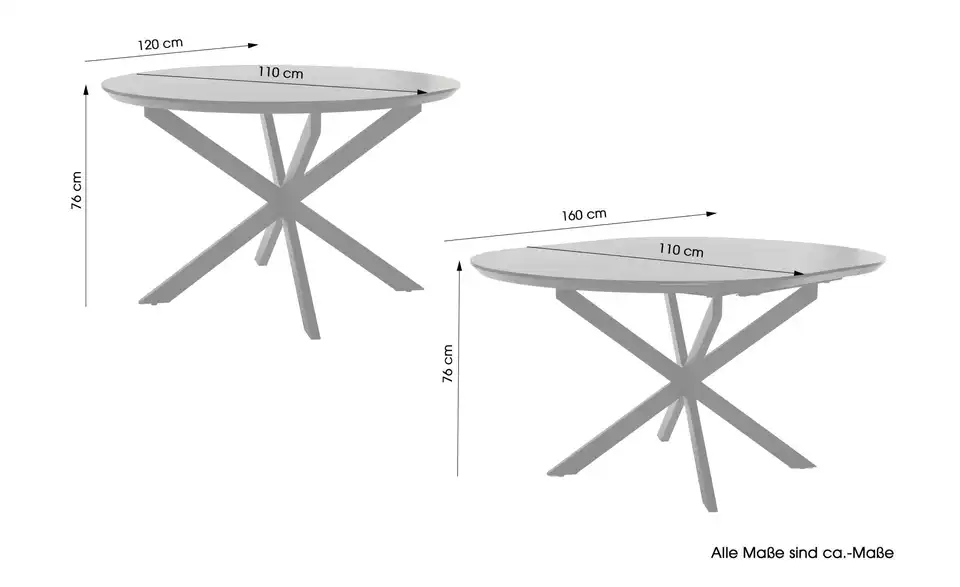 Esstisch mit Auszug Oregon BHL 120|76|110 cm